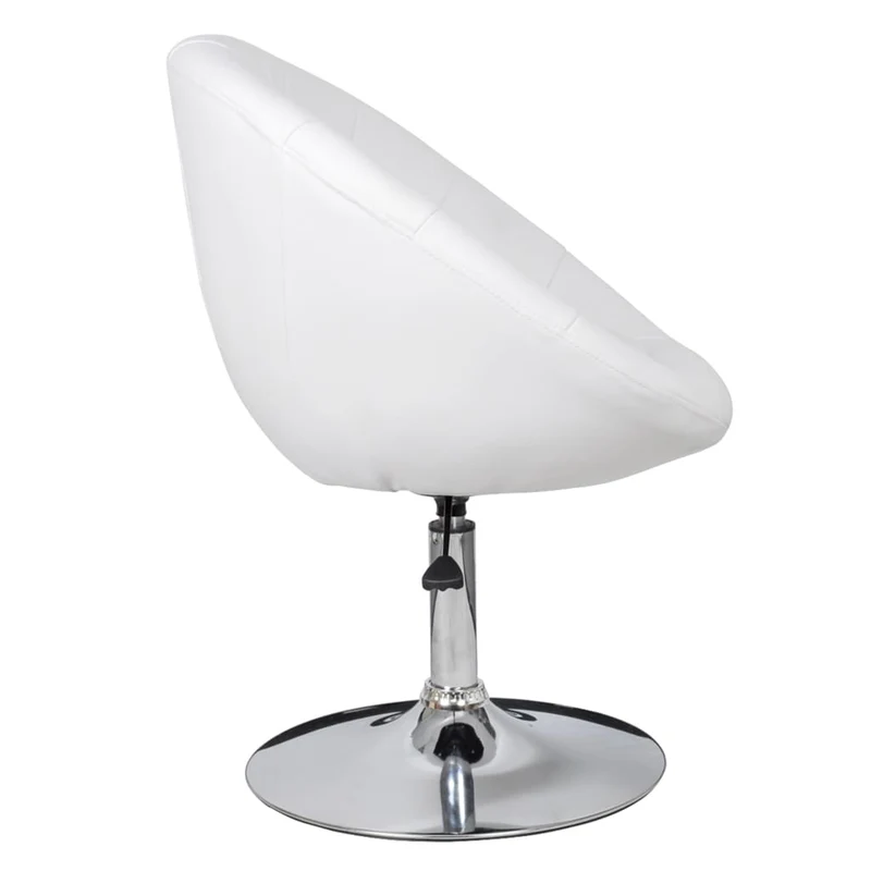 Lot de 2 fauteuils lounge chaises hautes forme oeuf en PVC blanc et acier DEC029616