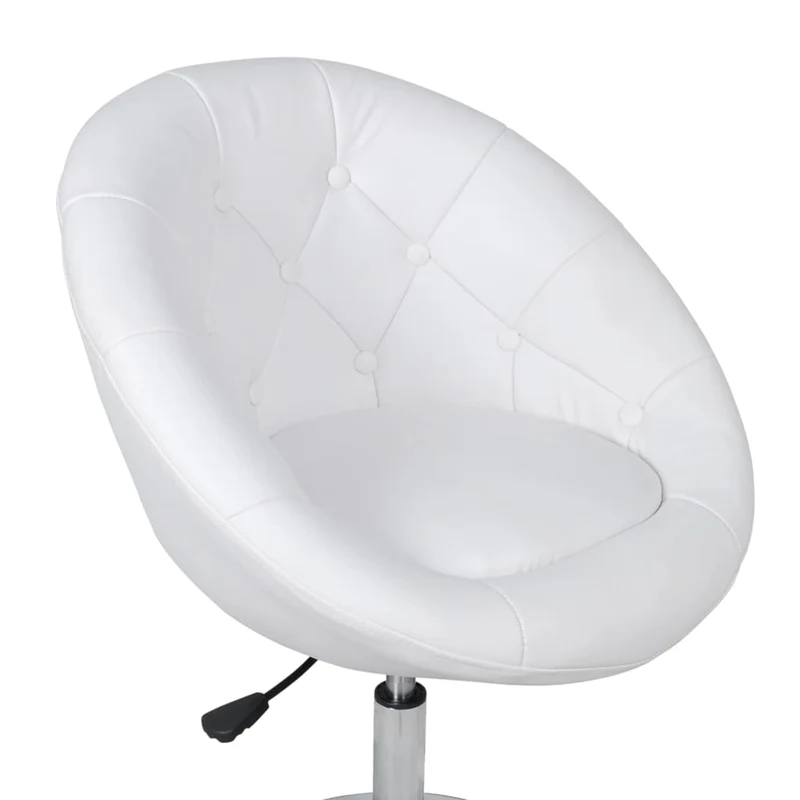Lot de 2 fauteuils lounge chaises hautes forme oeuf en PVC blanc et acier DEC029616