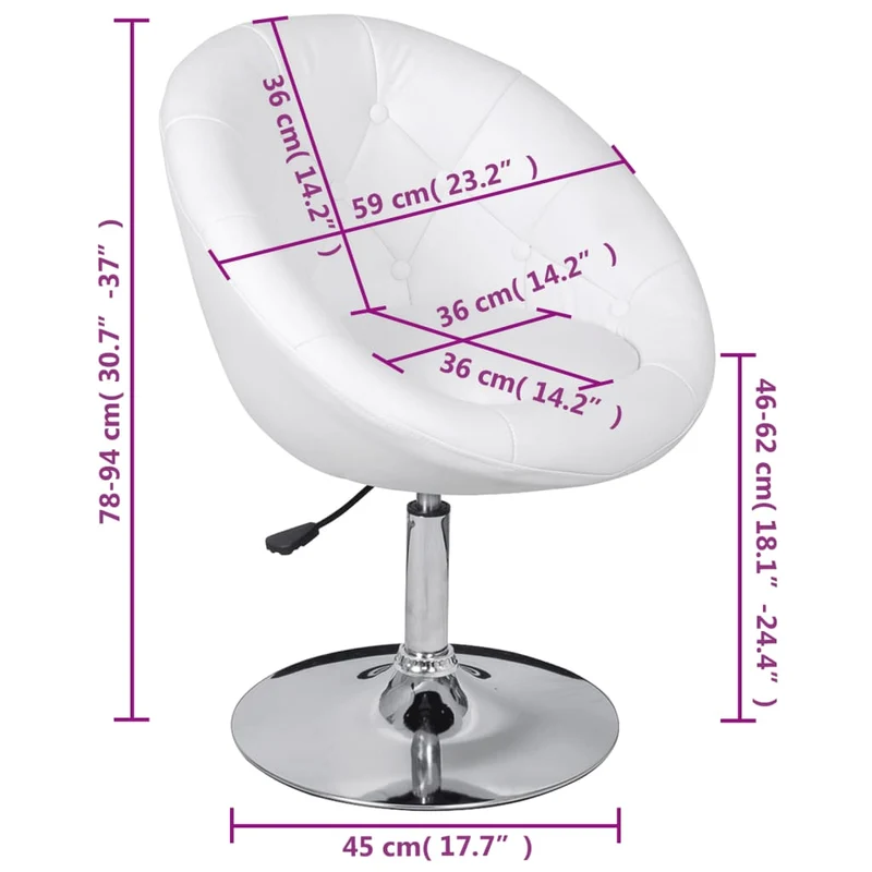 Lot de 2 fauteuils lounge chaises hautes forme oeuf en PVC blanc et acier DEC029616