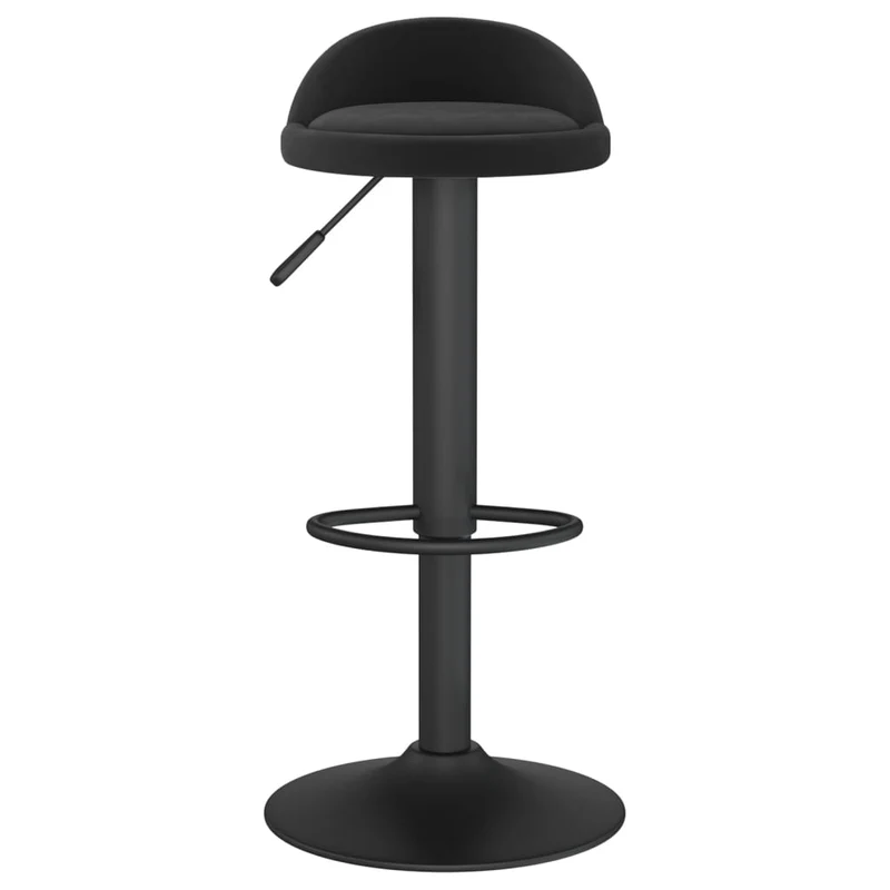 Tabouret de bar x1 chaise haute hauteur réglable en velours noir et acier DEC029537