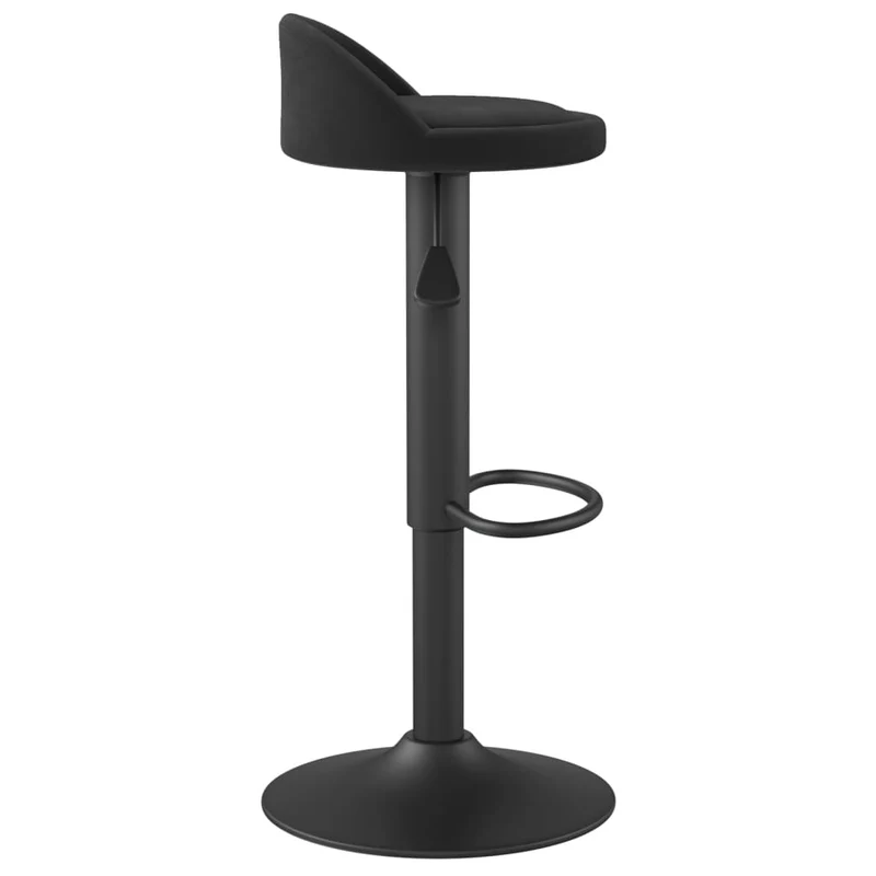 Tabouret de bar x1 chaise haute hauteur réglable en velours noir et acier DEC029537