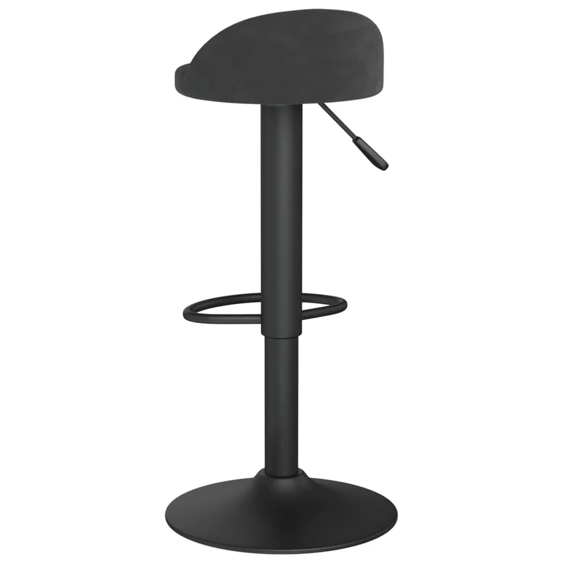 Tabouret de bar x1 chaise haute hauteur réglable en velours noir et acier DEC029537