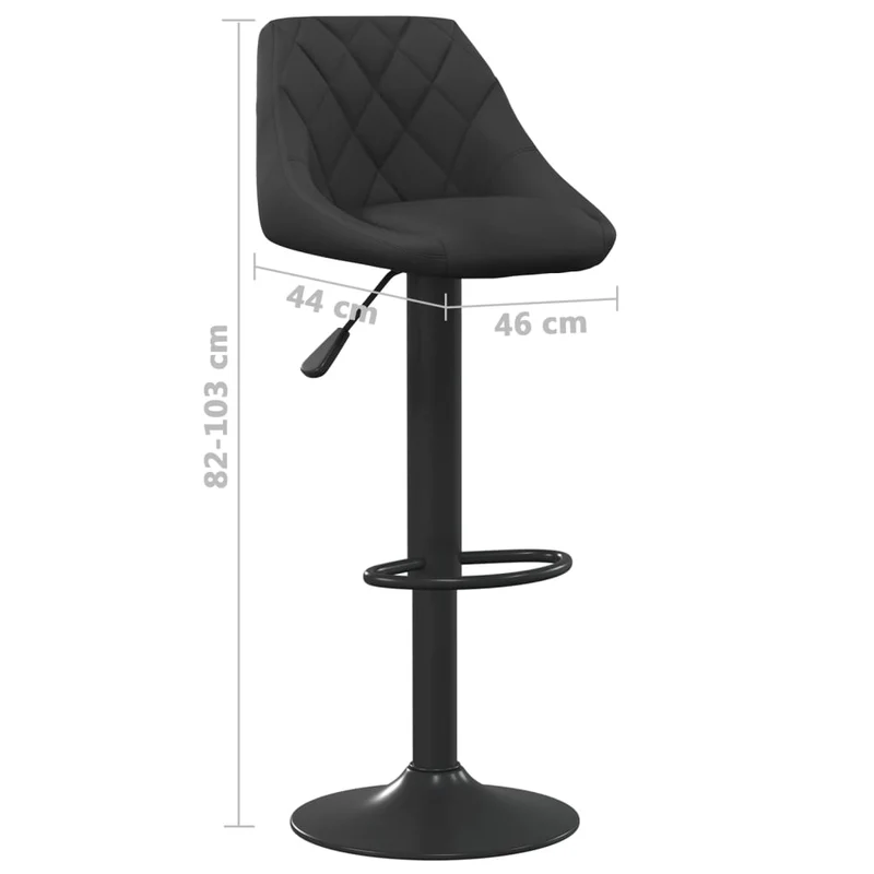 Tabouret de bar x1 chaise haute en velours et acier noir DEC029530