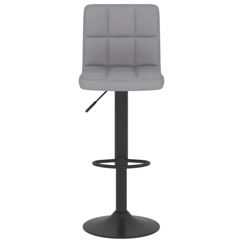 Tabouret de bar x1 chaise haute en tissu gris clair coutures carrées et acier noir DEC029475