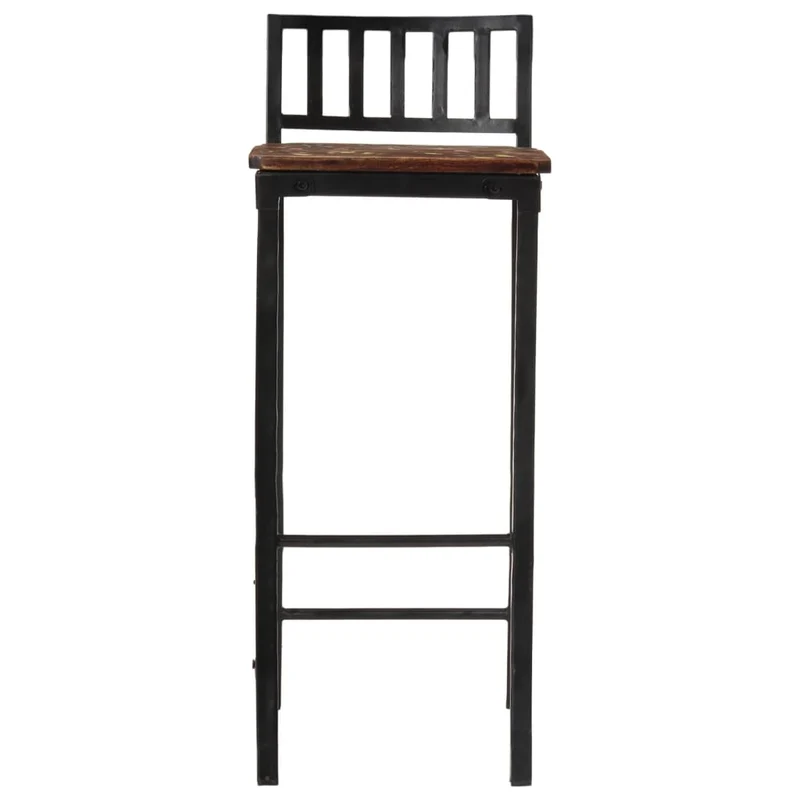 Tabourets de bar x2 chaises haute design rustique en bois de récupération multicolore DEC029338