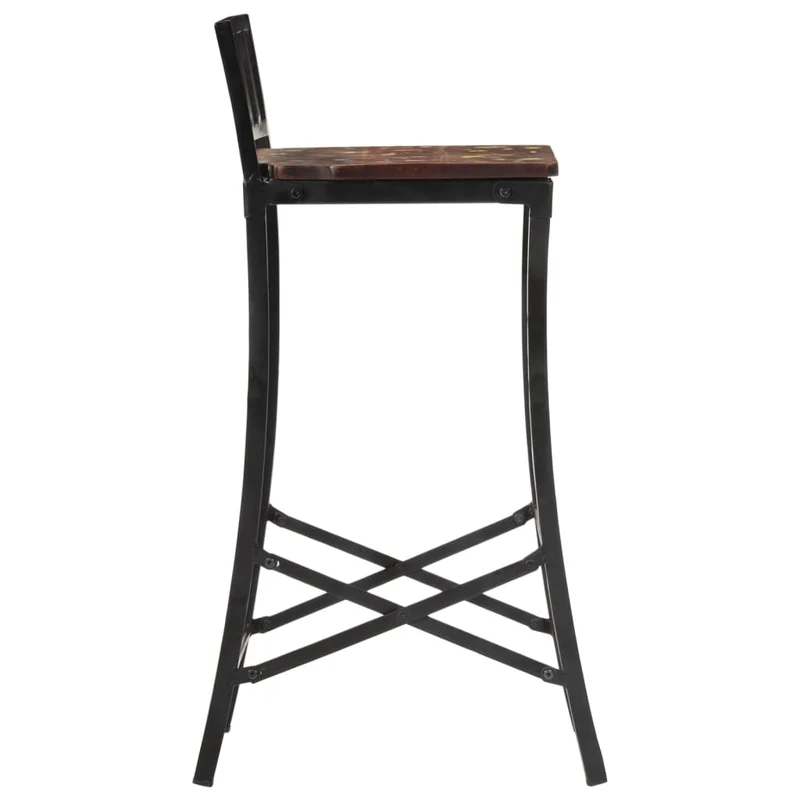 Tabourets de bar x2 chaises haute design rustique en bois de récupération multicolore DEC029338