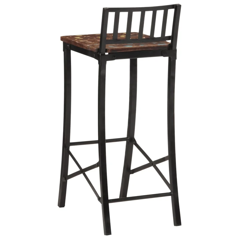 Tabourets de bar x2 chaises haute design rustique en bois de récupération multicolore DEC029338