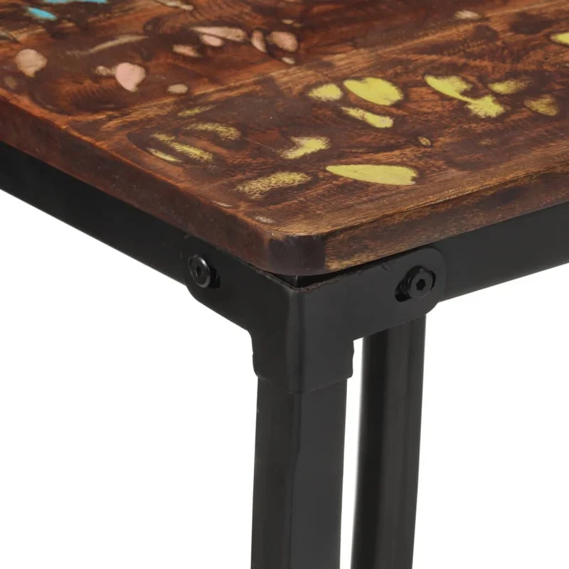 Tabourets de bar x2 chaises haute design rustique en bois de récupération multicolore DEC029338