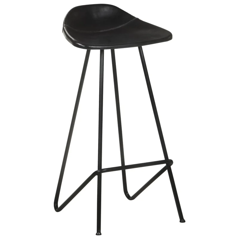 Lot de 4 tabourets de bar chaises hautes en cuir véritable noir et fer DEC029921