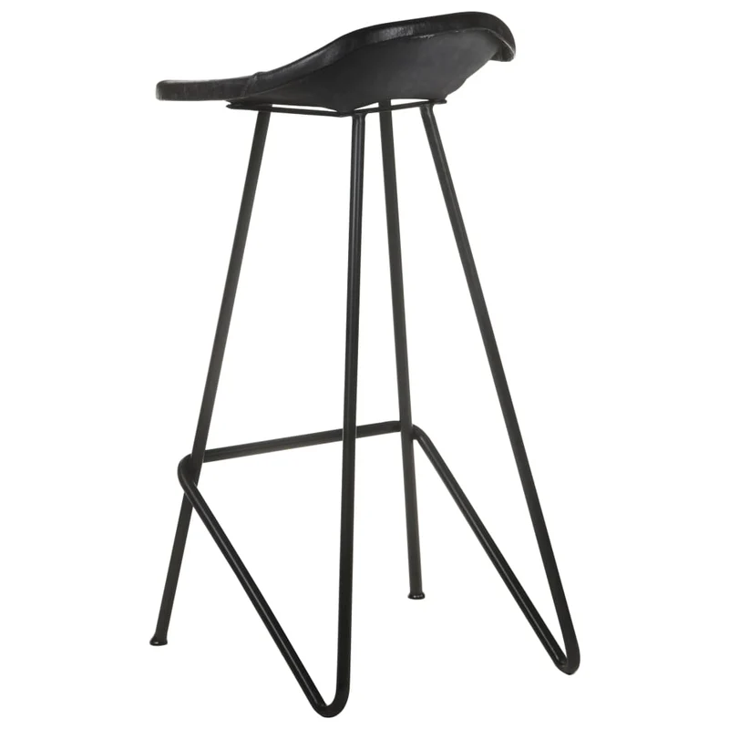 Lot de 4 tabourets de bar chaises hautes en cuir véritable noir et fer DEC029921