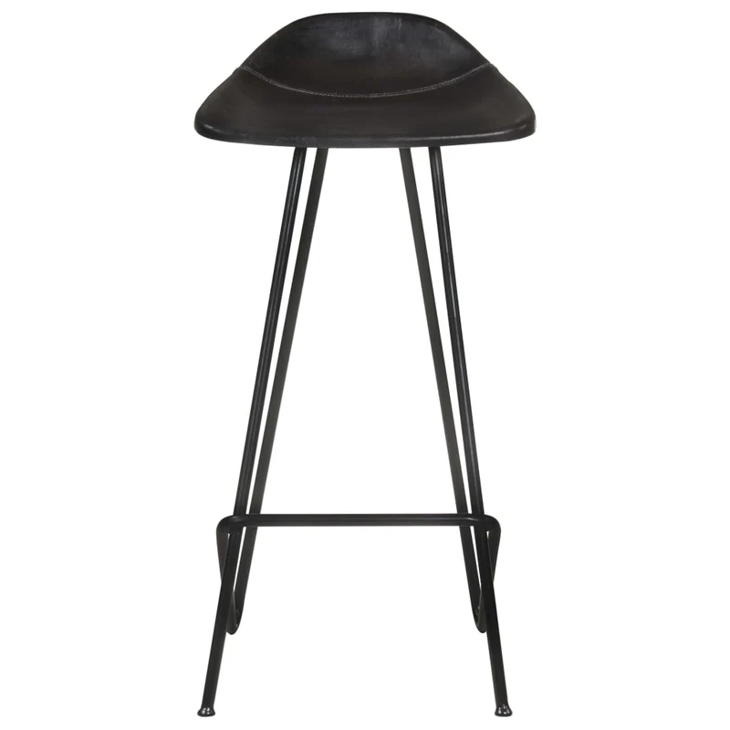 Lot de 4 tabourets de bar chaises hautes en cuir véritable noir et fer DEC029921