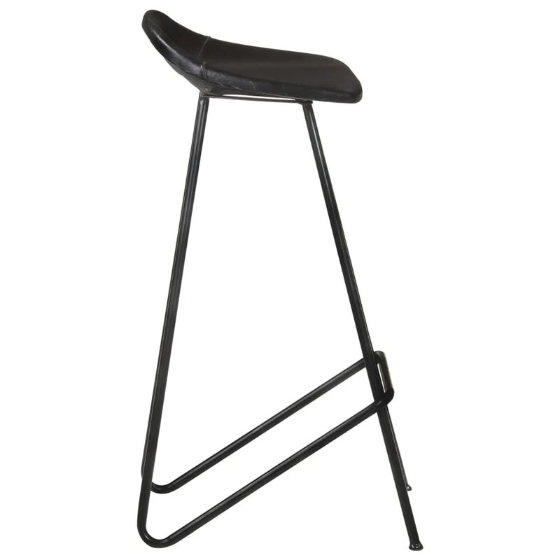 Lot de 4 tabourets de bar chaises hautes en cuir véritable noir et fer DEC029921