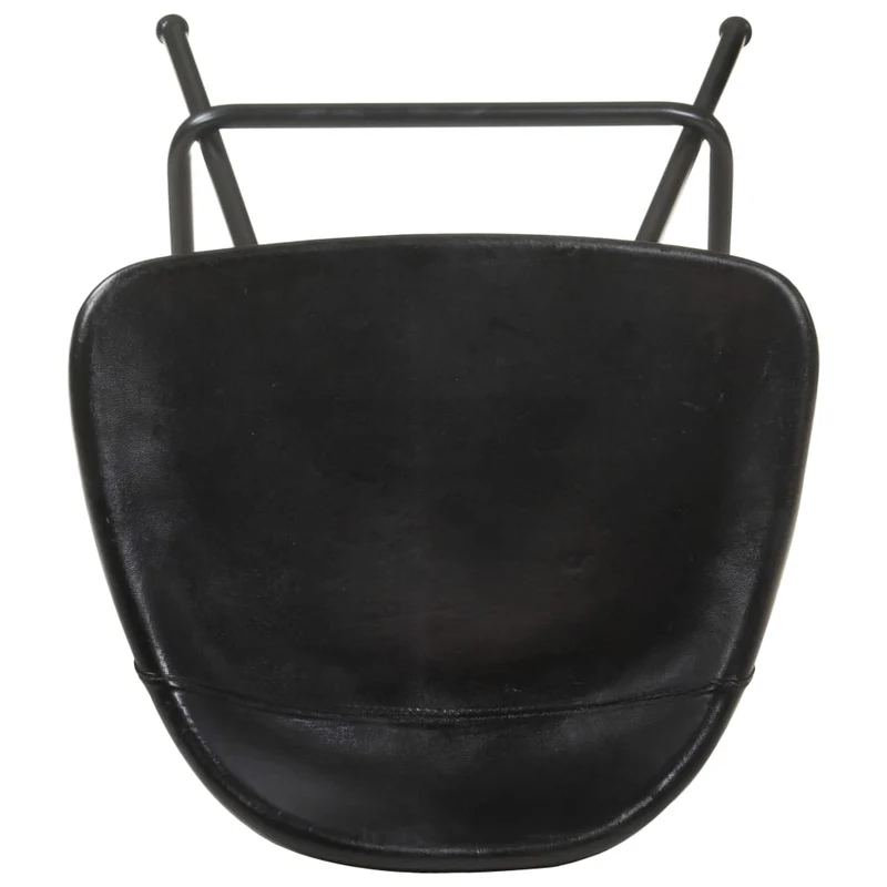 Lot de 4 tabourets de bar chaises hautes en cuir véritable noir et fer DEC029921