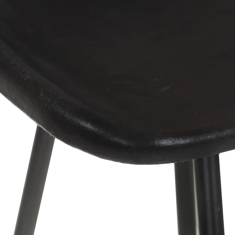Lot de 4 tabourets de bar chaises hautes en cuir véritable noir et fer DEC029921