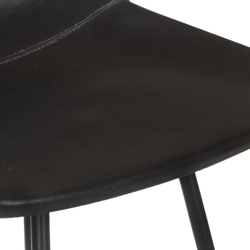 Lot de 4 tabourets de bar chaises hautes en cuir véritable noir et fer DEC029921
