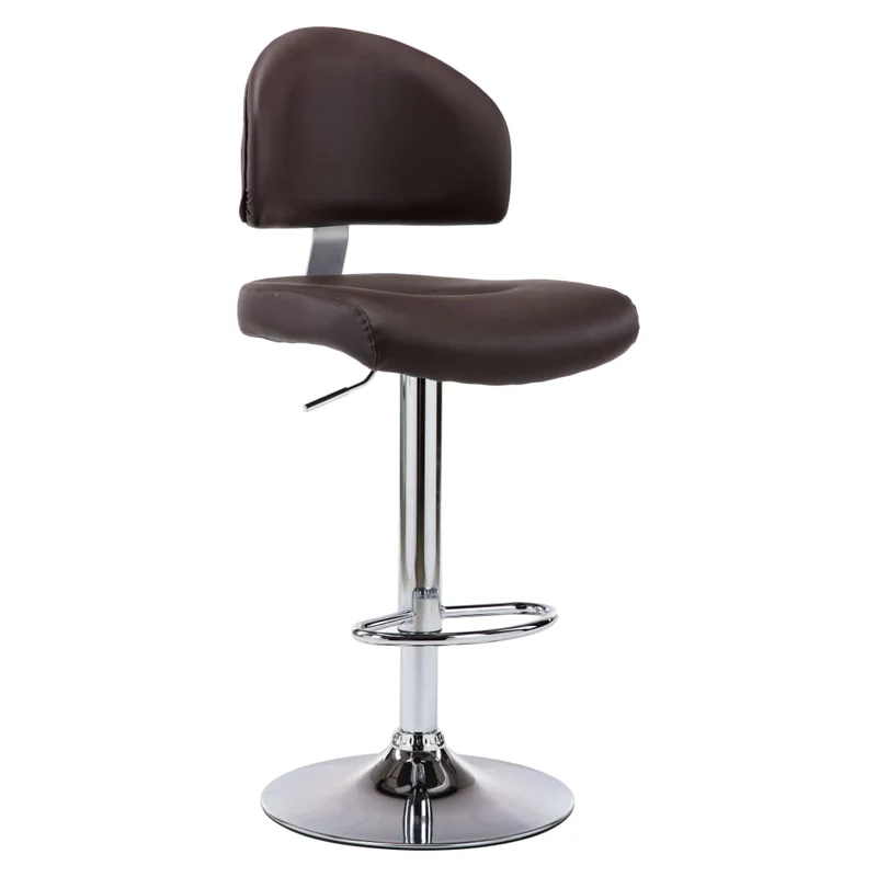 Lot de 2 tabourets de bar chaises hautes avec dossier en PVC marron et acier DEC029773