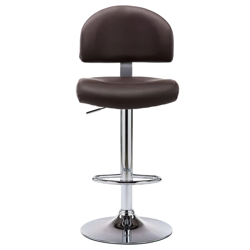 Lot de 2 tabourets de bar chaises hautes avec dossier en PVC marron et acier DEC029773