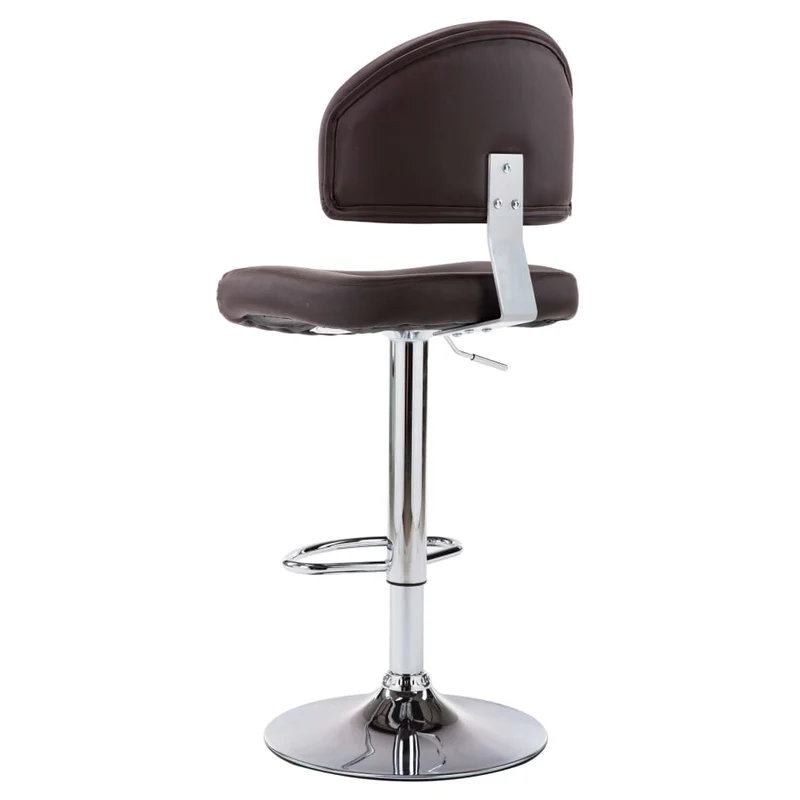 Lot de 2 tabourets de bar chaises hautes avec dossier en PVC marron et acier DEC029773