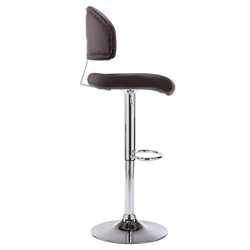 Lot de 2 tabourets de bar chaises hautes avec dossier en PVC marron et acier DEC029773