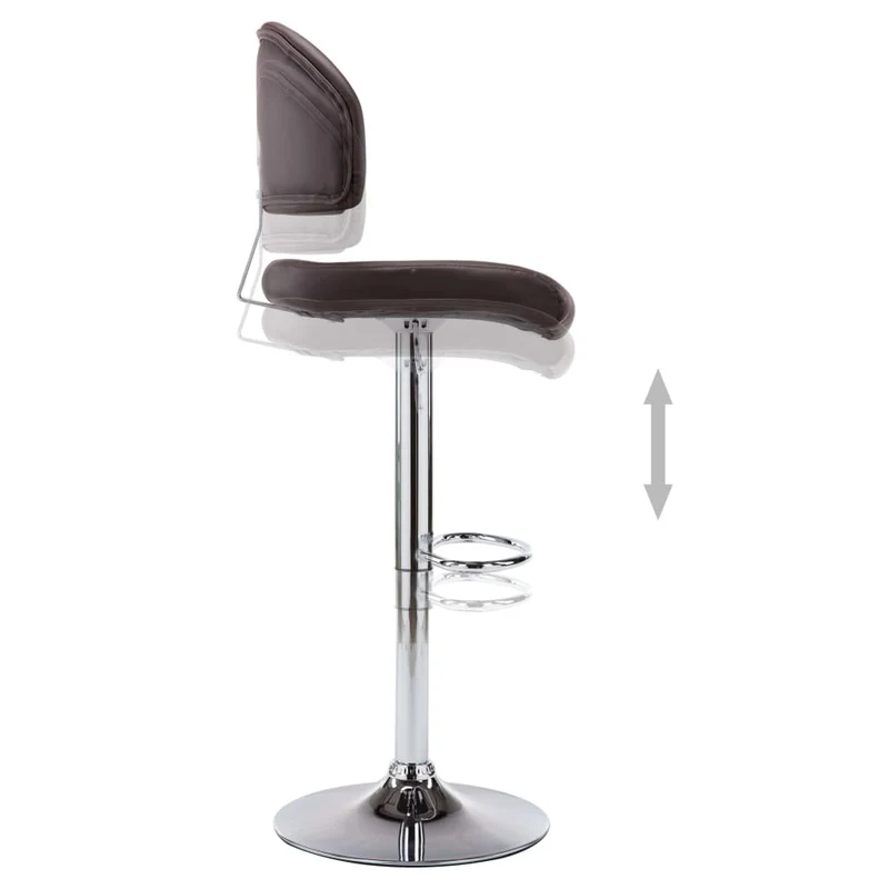 Lot de 2 tabourets de bar chaises hautes avec dossier en PVC marron et acier DEC029773
