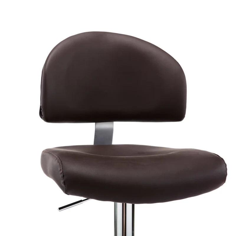 Lot de 2 tabourets de bar chaises hautes avec dossier en PVC marron et acier DEC029773
