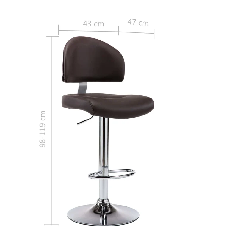 Lot de 2 tabourets de bar chaises hautes avec dossier en PVC marron et acier DEC029773