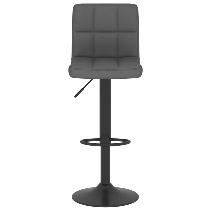 Lot de 2 tabourets de bar chaises hautes en tissu gris foncé coutures carrés et acier noir DEC029705