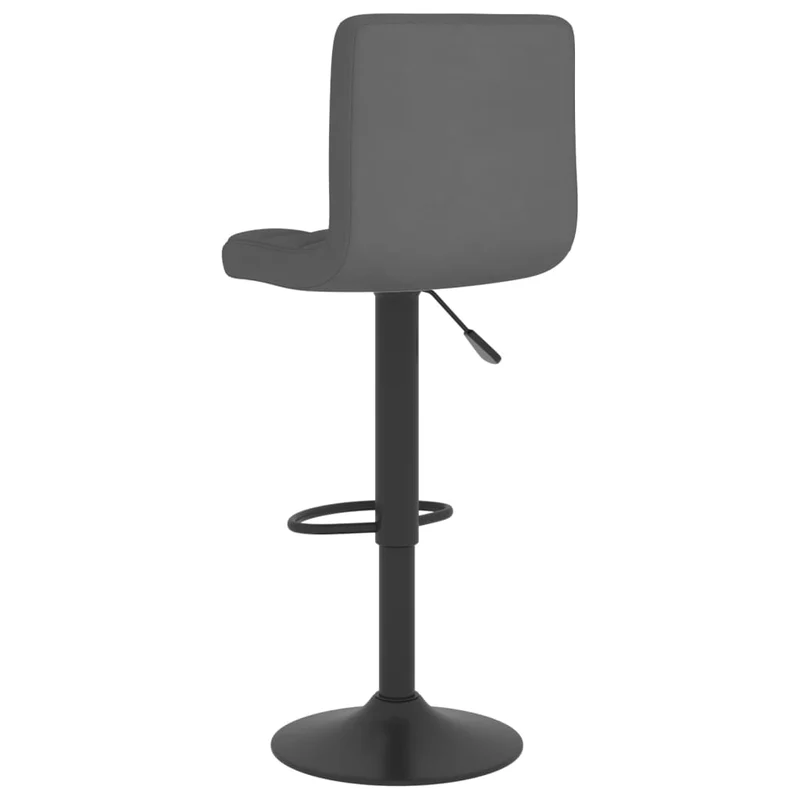 Lot de 2 tabourets de bar chaises hautes en tissu gris foncé coutures carrés et acier noir DEC029705