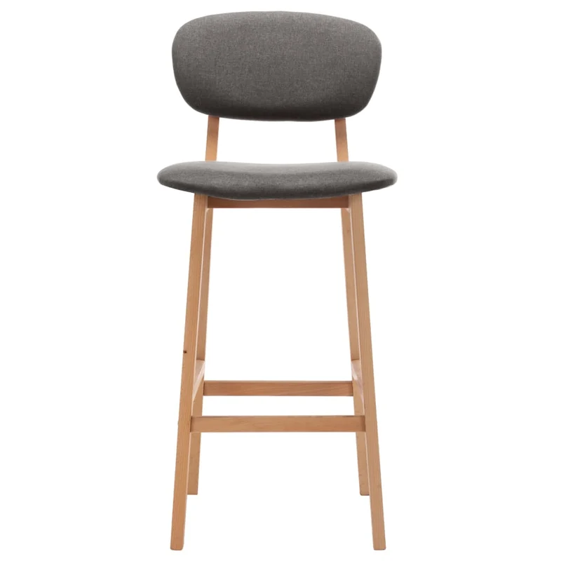 Lot de 2 tabourets de bar chaises hautes avec dossier en tissu gris clair et bois DEC029685