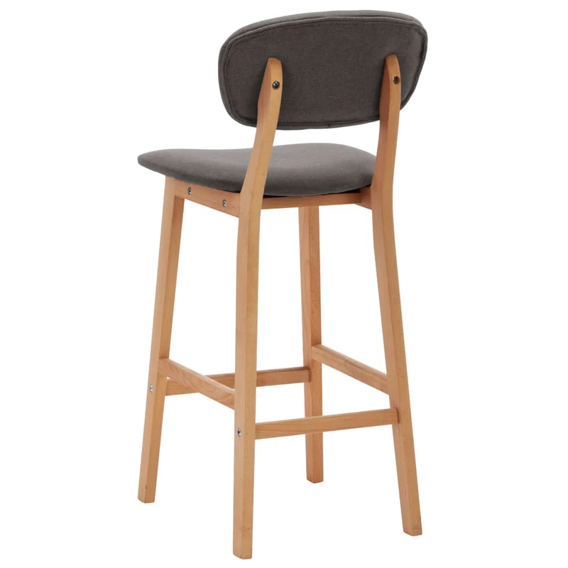 Lot de 2 tabourets de bar chaises hautes avec dossier en tissu gris clair et bois DEC029685