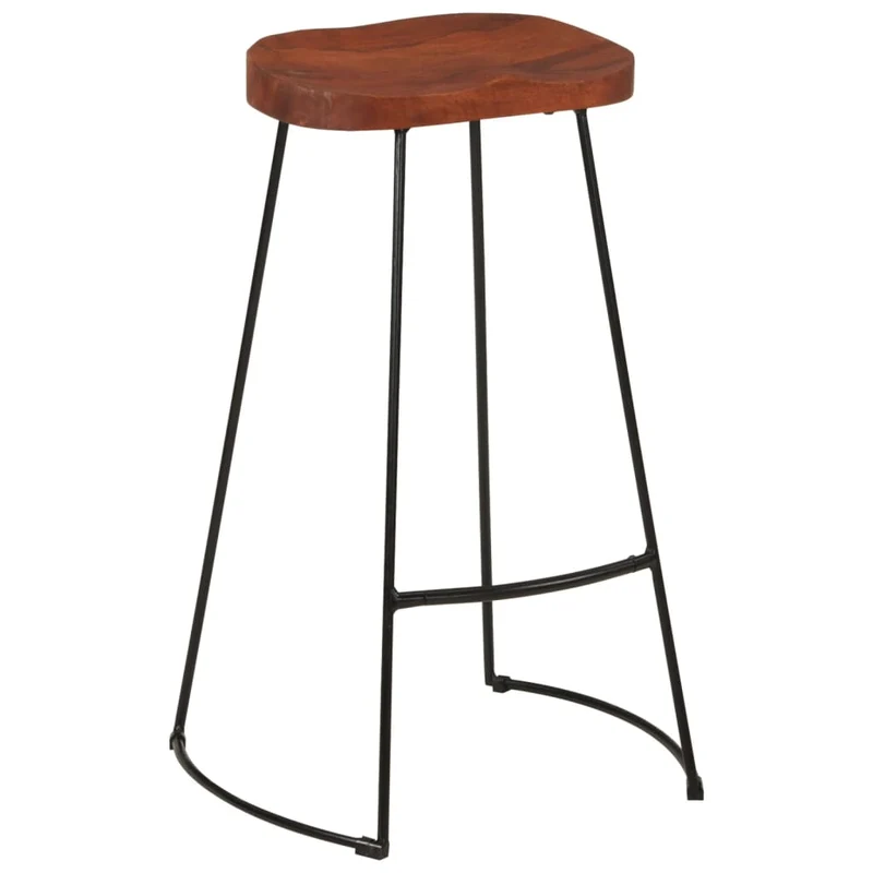 Lot de 2 tabourets de bar hauteur 78cm en bois massif manguier et fer DEC029593