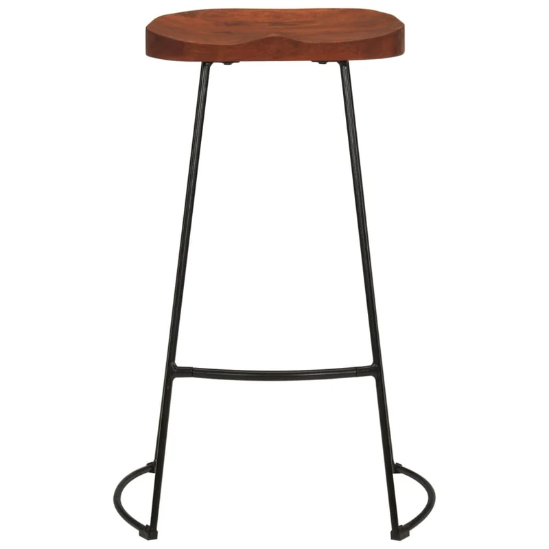 Lot de 2 tabourets de bar hauteur 78cm en bois massif manguier et fer DEC029593