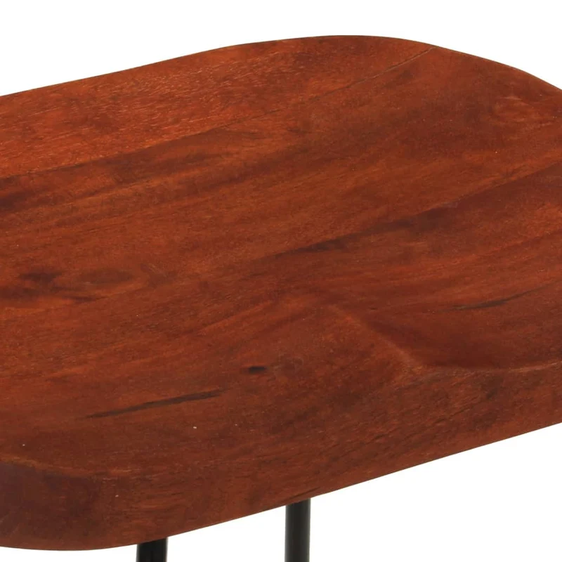 Lot de 2 tabourets de bar hauteur 78cm en bois massif manguier et fer DEC029593
