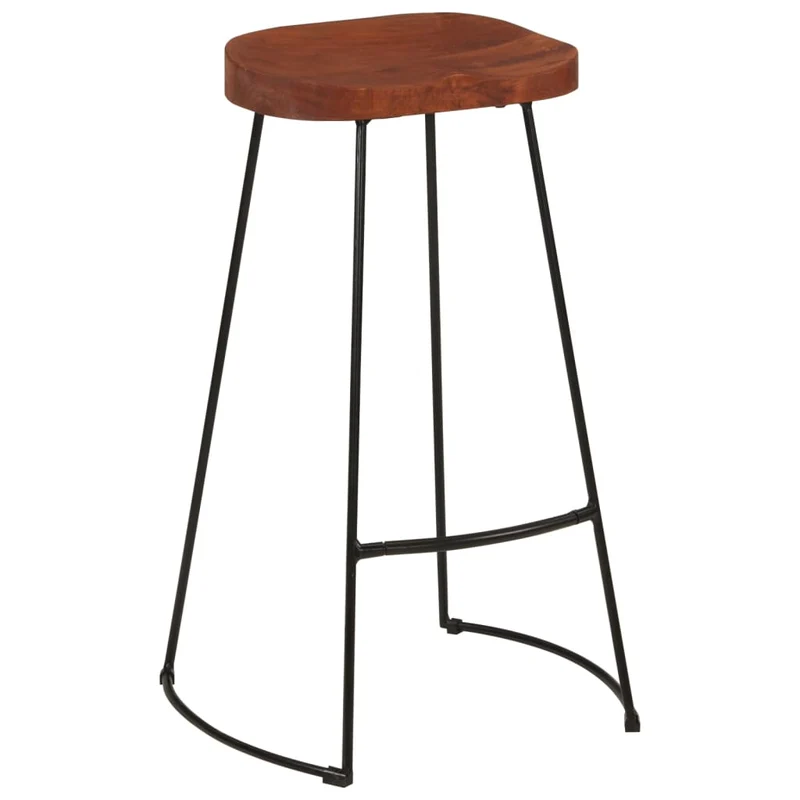 Lot de 2 tabourets de bar hauteur 78cm en bois massif manguier et fer DEC029593