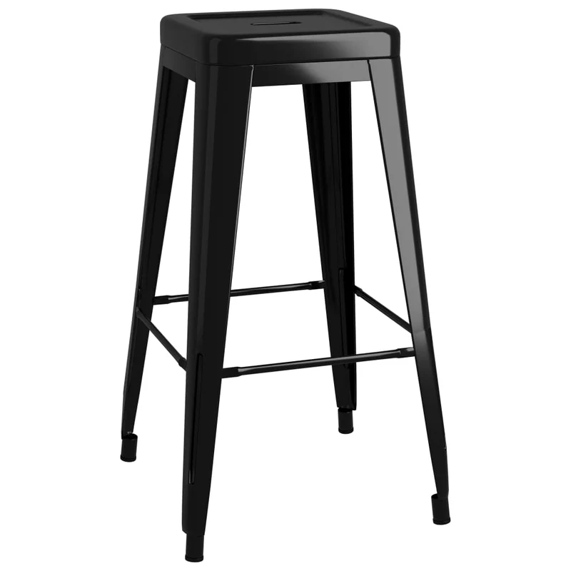 Lot de 2 tabourets de bar empilables design industriel en métal noir DEC029589