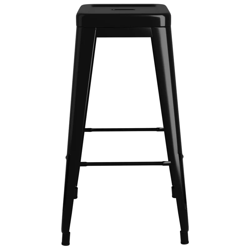 Lot de 2 tabourets de bar empilables design industriel en métal noir DEC029589