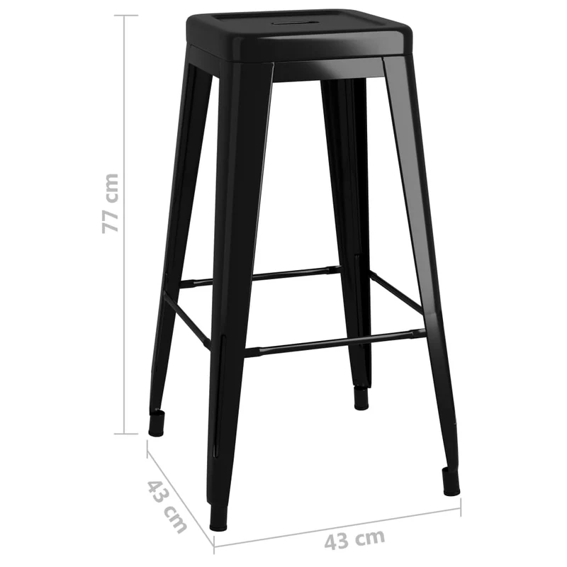 Lot de 2 tabourets de bar empilables design industriel en métal noir DEC029589