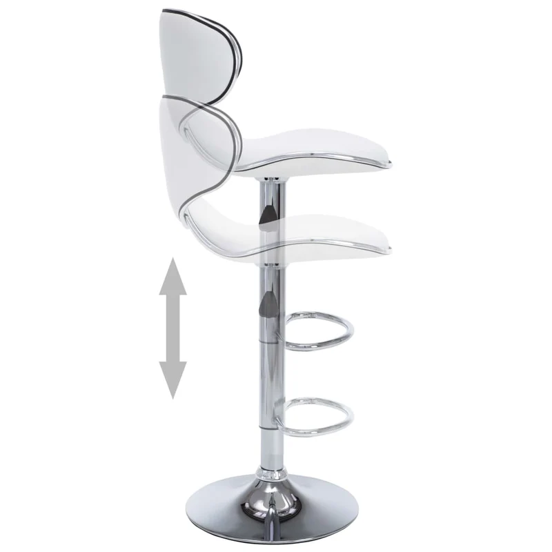Lot de 2 tabourets de bar chaises hautes design moderne en PVC blanc et acier DEC029566