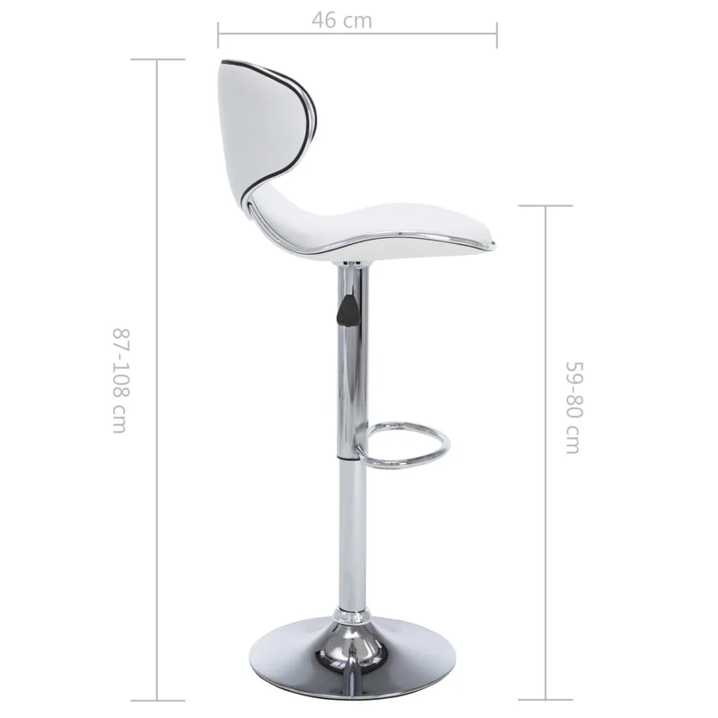 Lot de 2 tabourets de bar chaises hautes design moderne en PVC blanc et acier DEC029566