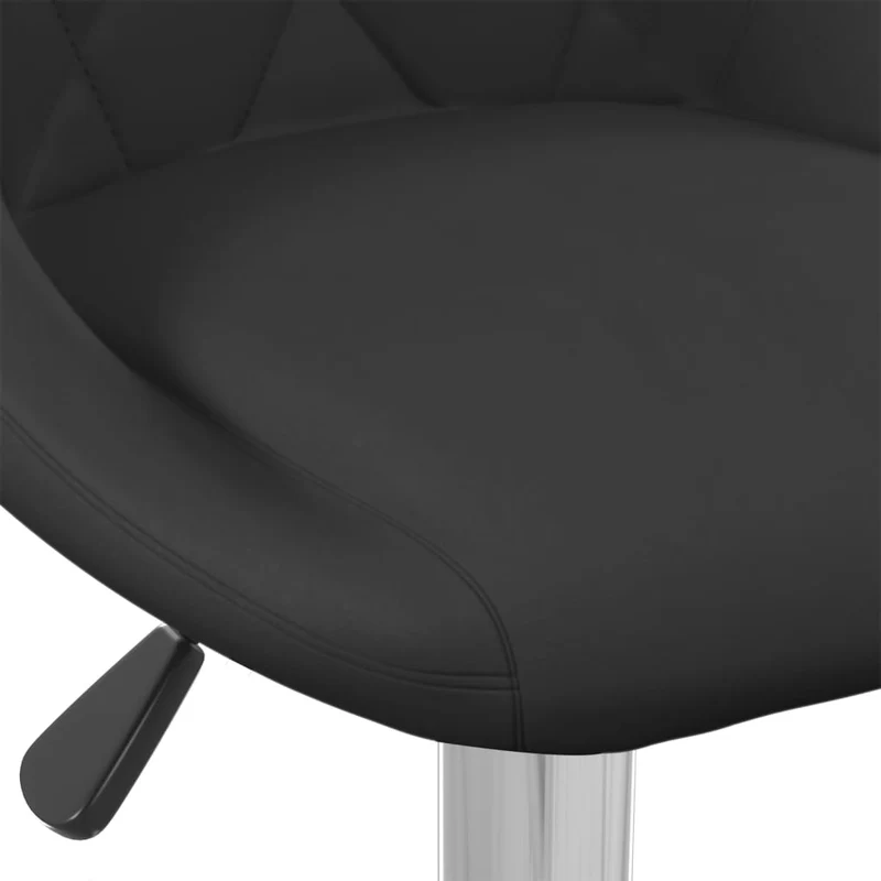 Tabouret de bar x1 chaise haute en velours noir coutures losange et acier DEC029533