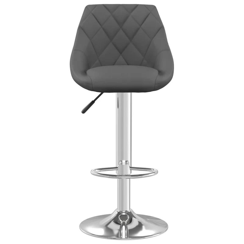 Tabouret de bar x1 chaise haute en velours gris foncé coutures losange et acier DEC029494