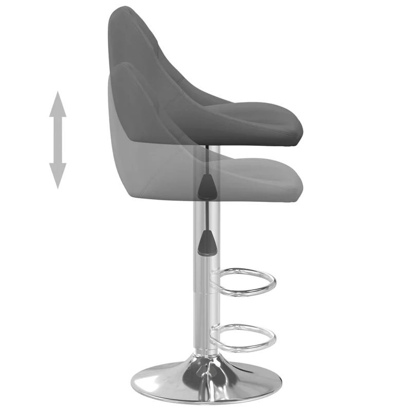 Tabouret de bar x1 chaise haute en velours gris foncé coutures losange et acier DEC029494