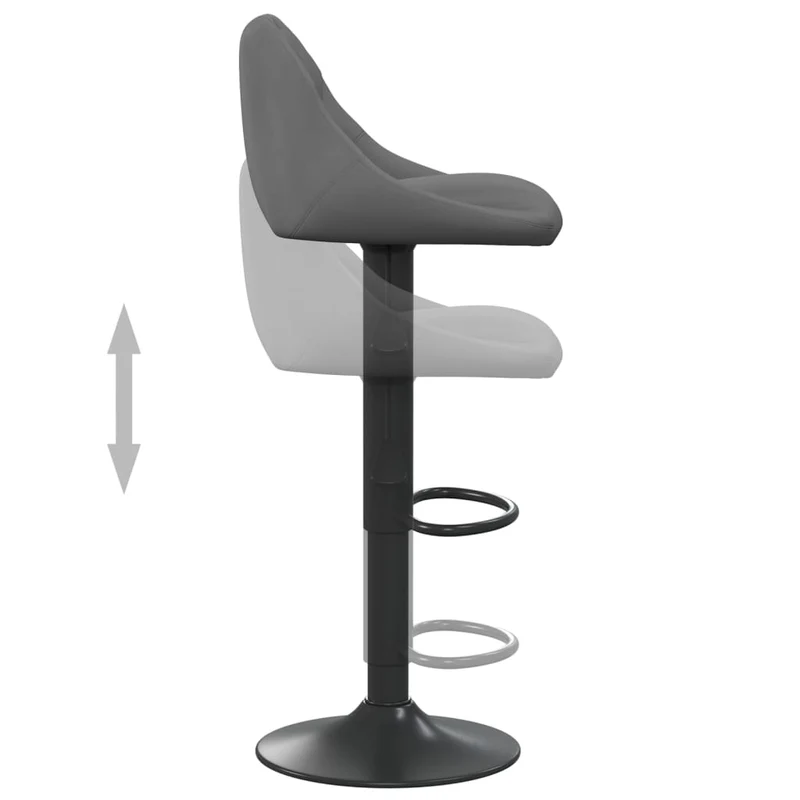 Tabouret de bar x1 chaise haute en velours gris foncé coutures losange et acier noir DEC029491
