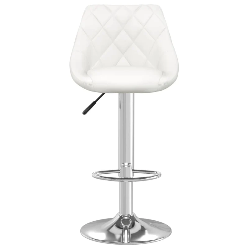 Tabouret de bar x1 chaise haute avec coutures losange en PVC blanc et acier DEC029445