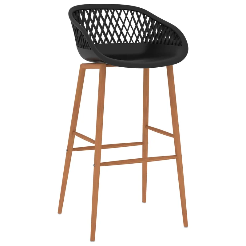 Lot de 4 tabourets de bar chaises haute en PP noir aspect de maille DEC029424