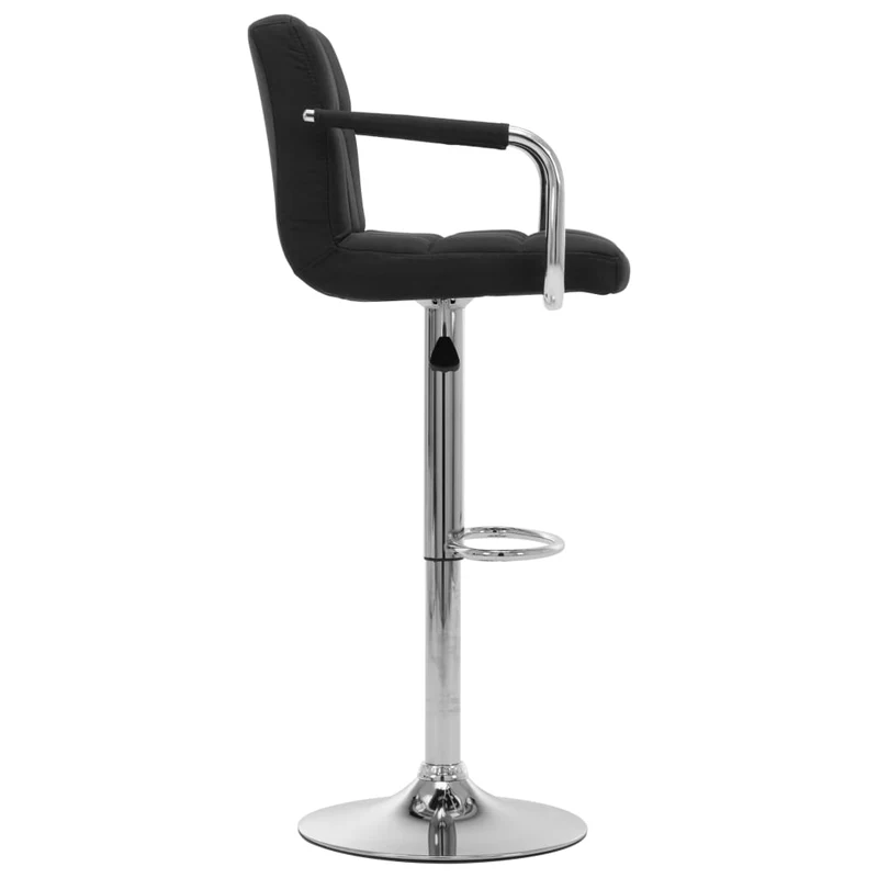 Tabourets de bar x2 chaises haute avec dossier et accoudoirs en tissu noir et acier DEC029405