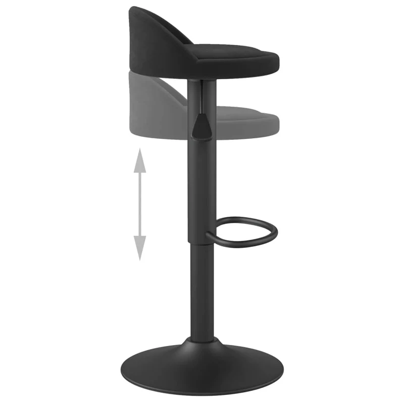 Lot de 2 tabourets de bar chaises hautes hauteur réglable en velours noir et acier DEC029833