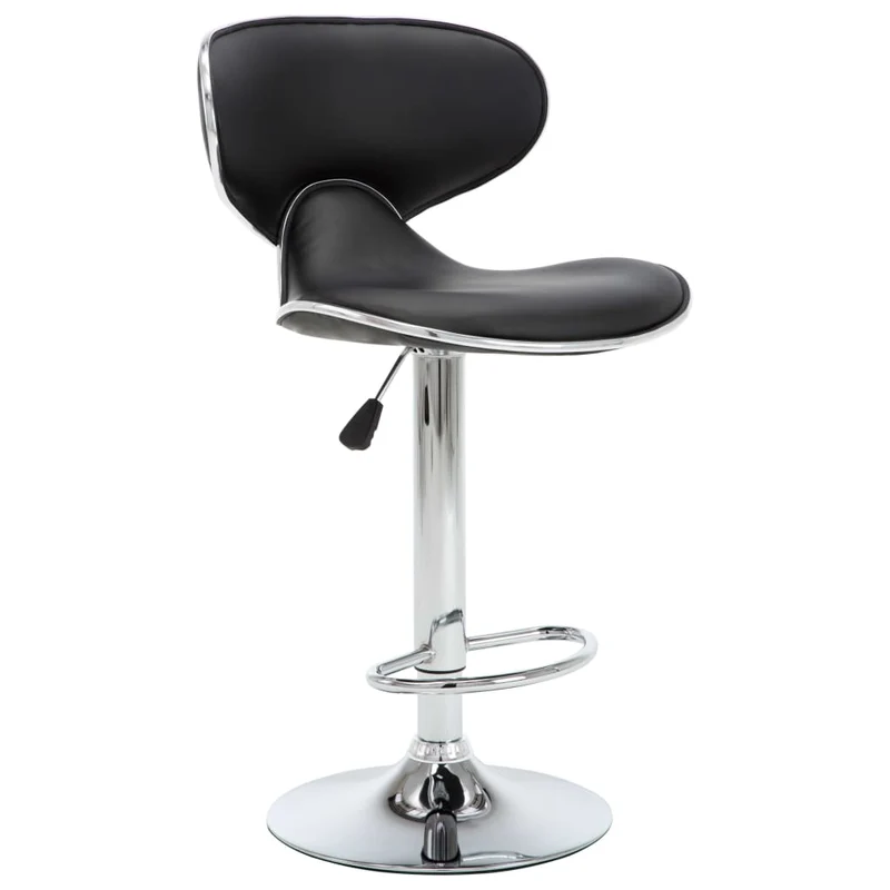 Lot de 2 tabourets de bar chaises hautes design moderne siège en PVC noir et acier DEC029805
