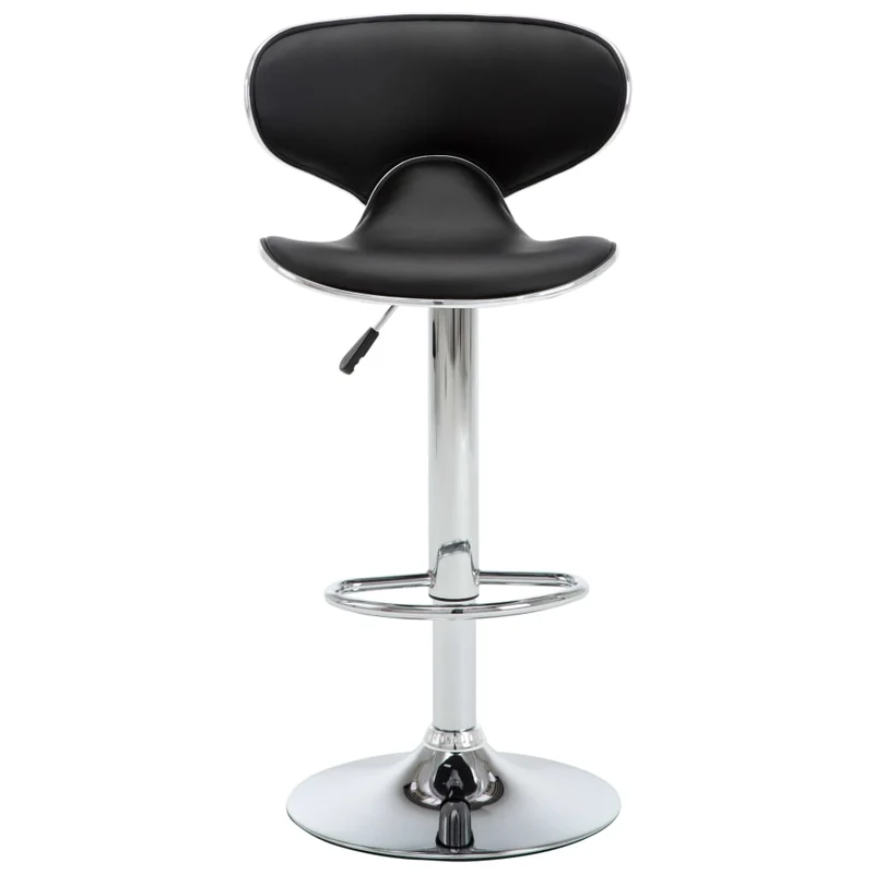 Lot de 2 tabourets de bar chaises hautes design moderne siège en PVC noir et acier DEC029805