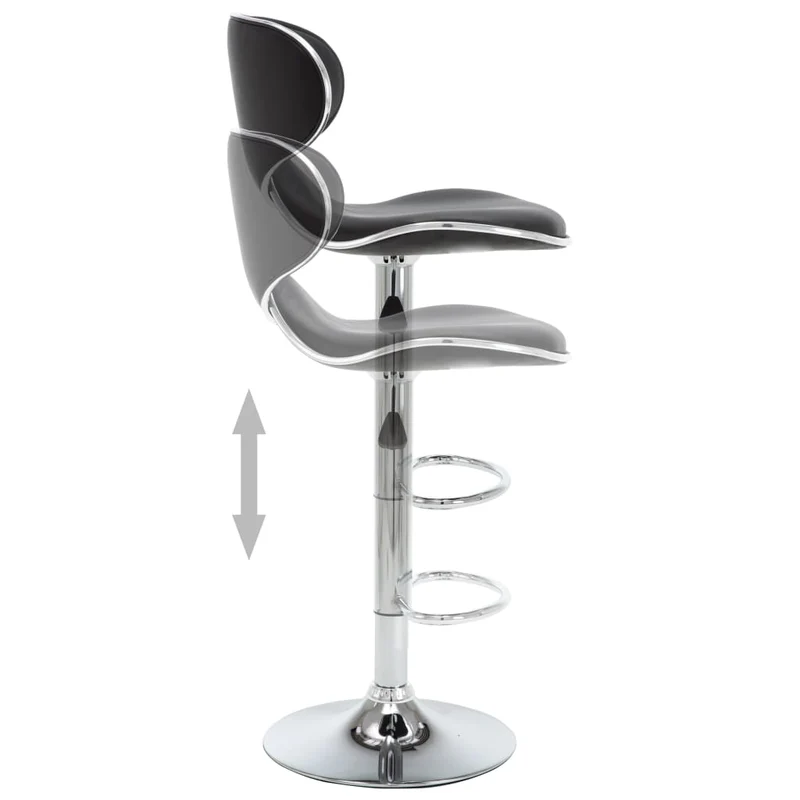 Lot de 2 tabourets de bar chaises hautes design moderne siège en PVC noir et acier DEC029805